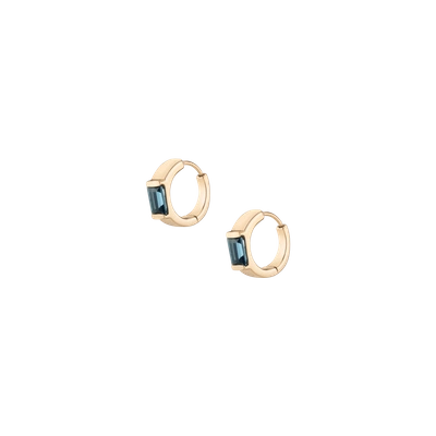 Aurate New York X Michelle: Tranquility Blue Topaz Huggie Earrings In Yellow