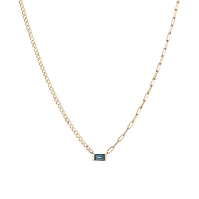 Aurate New York X Michelle: Tranquility Blue Topaz Chain Necklace In Yellow