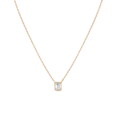 Aurate New York Diamond Emerald Bezel Necklace In Yellow