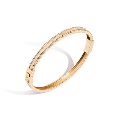 Aurate New York Pavé Lined Gold Hinged Bracelet In White
