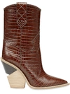 Fendi Cutout-heel Crocodile-embossed Leather Ankle Boots In Brown