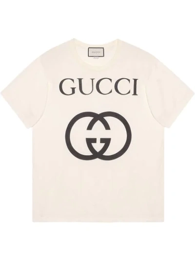 Gucci Gg超大款全棉t恤 In White