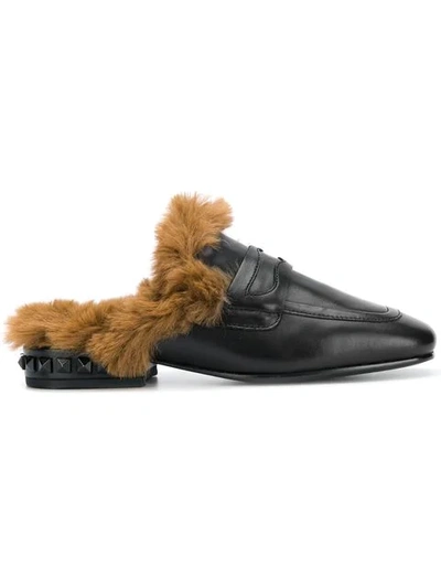 Ash Fur-lined Slippers - Black
