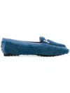 Tod's Lamb Fur Loafers In Blue