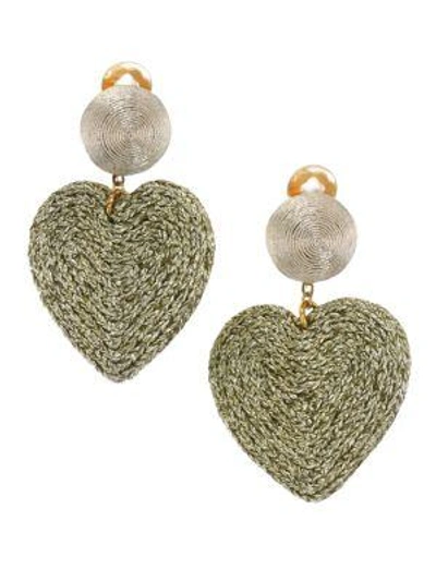 Rebecca De Ravenel Cora Heart Pendant Clip-on Earrings In Gold