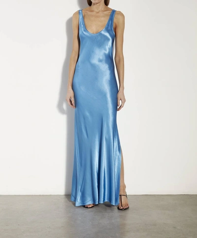 Enza Costa Satin Tank Dress In Pool Blue