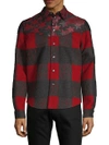 Valentino Star & Check Shirt Jacket In Red