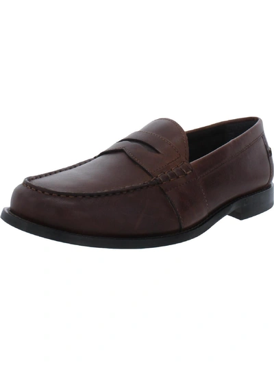 Nunn Bush Mens Leather Slip On Penny Loafers In Brown