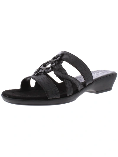 Easy Street Torrid Womens Faux Leather Strappy Slide Sandals In Black