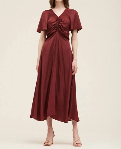 Grade & Gather Gathered Front Maxi Dress In Vino In Red
