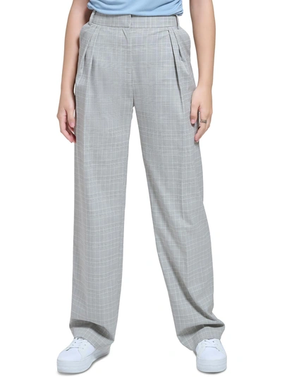 Calvin Klein Womens Pleated Relaxed Fit Dress Pants In Grey