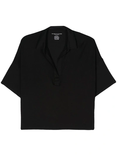 Majestic Filatures Oversized Viscose Polo Shirt In Black