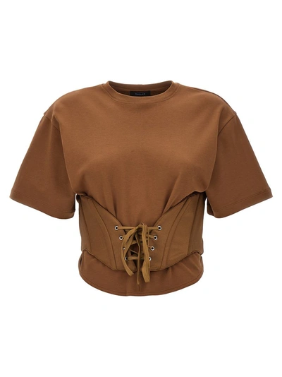 Mugler Corset T-shirt In Brown