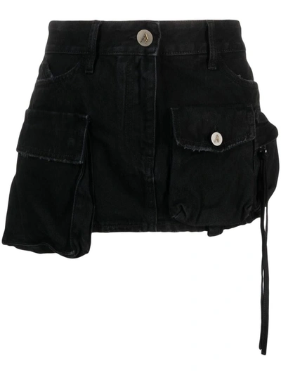 Attico The  Fay Denim Mini Skirt In Black