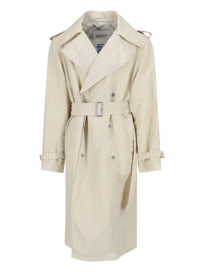 Burberry Double-breasted Belted Trench Coat In White
