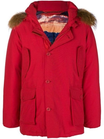 Freedomday Padded Hooded Jacket - Red