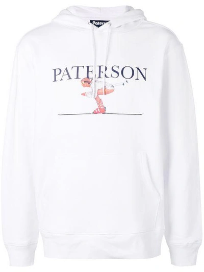 Paterson Logo Print Hoodie In White