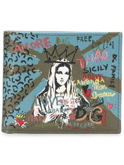Dolce & Gabbana Madonna Print Wallet - Green In Green