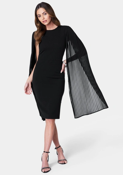 Bebe Cape Sleeve Midi Dress In Jet Black