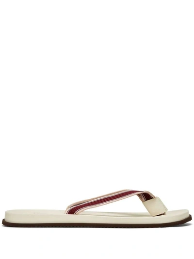 Brunello Cucinelli Striped Flip-flops In Red