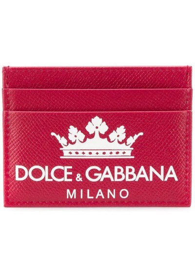 Dolce & Gabbana Crown Logo Print Cardholder In Red
