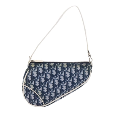 Dior Saddle Navy Canvas Clutch Bag () In Blue