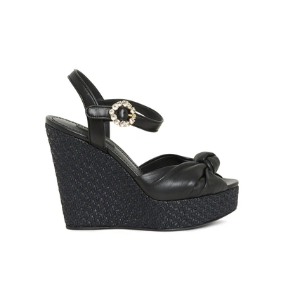 Dolce & Gabbana Wedge Sandals In Black