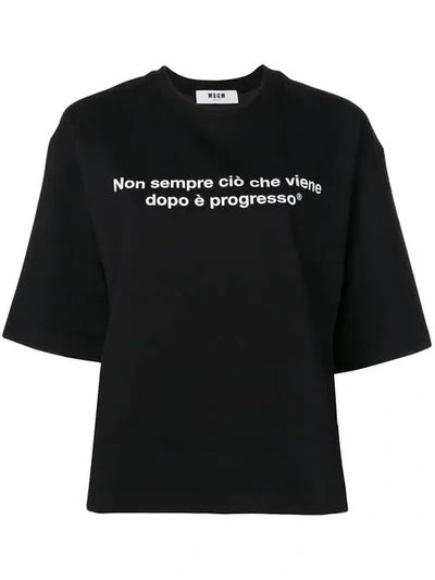 Msgm Printed Cotton T-shirt In Black