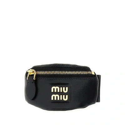 Miu Miu Bracelet With Mini Leather Clutch Bag In Nero