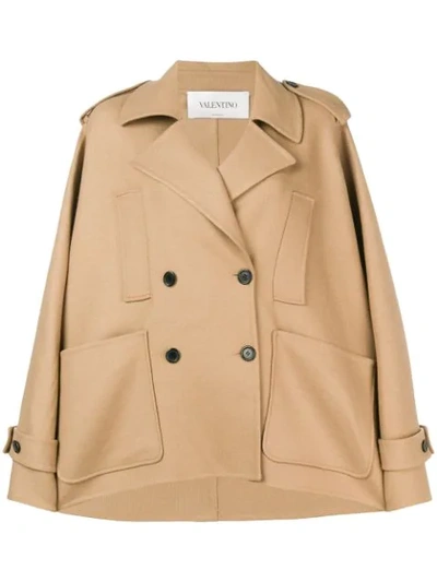 Valentino Double Breasted Coat In Neutrals