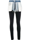 Ben Taverniti Unravel Project Layered Frayed Denim And Stretch-jersey Leggings In Blue