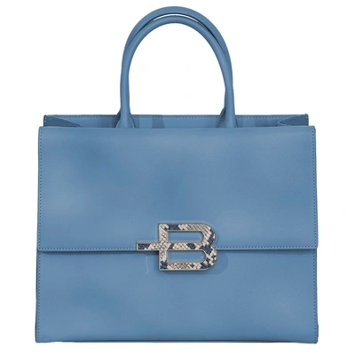 Baldinini Trend Black Leather Di Calfskin Handbag In Blue