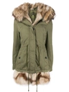 Alessandra Chamonix Racoon Fur Lined Parka Coat In Green