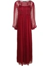Alberta Ferretti Lace Inserts Long Dress - Red