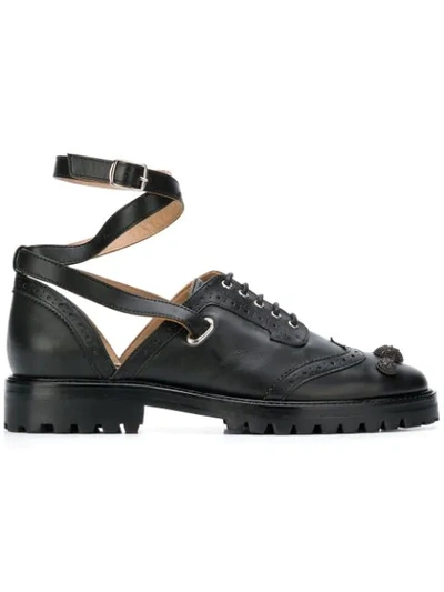 Rue St Ankle Strap Brogue Shoes In Black