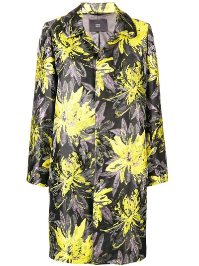 Steffen Schraut Floral Button Up Coat In Yellow & Orange