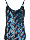 P.a.r.o.s.h . Sequinned Cami Top - Blue