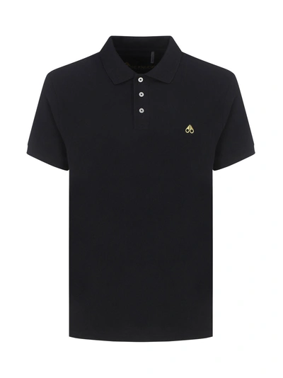 Moose Knuckles Logo-embroidered Cotton Polo Shirt In Black