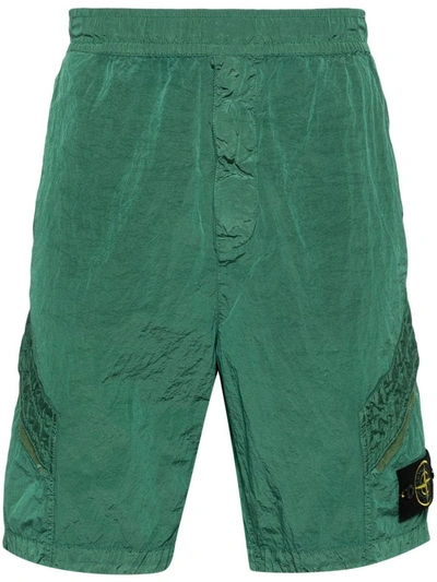 Stone Island Cargo Pocket Nylon Shorts In Green