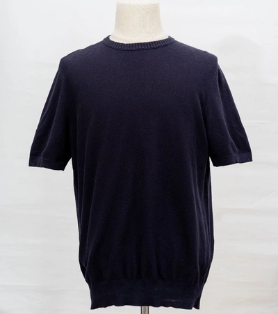 Pre-owned Loro Piana Navy Top With Ribbed Collar