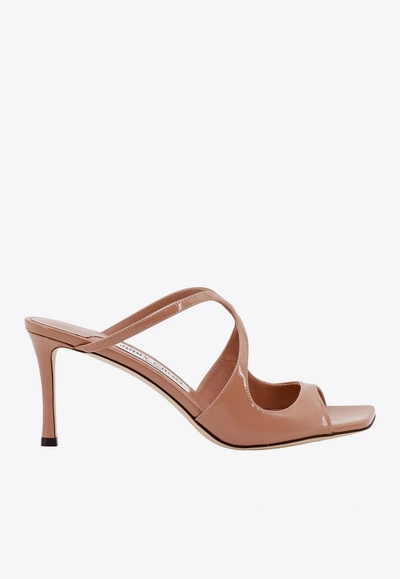 Jimmy Choo Anise 75 Mules In Patent Leather In Pink