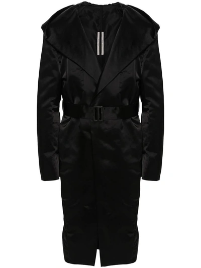 Rick Owens Slim Coat With Belt In Schwarz