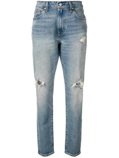 Levi's Distressed Straight Leg Jeans In Blue