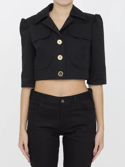 Patou Cotton Cropped Jacket In Black