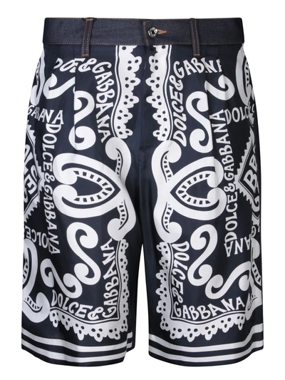 Dolce & Gabbana Patterned Bermuda Shorts In Black