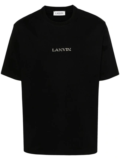 Lanvin Embroidered Logo T-shirt Clothing In Black