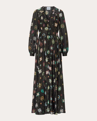 Hayley Menzies Women's Silk Lurex Volume Maxi Dress In Black