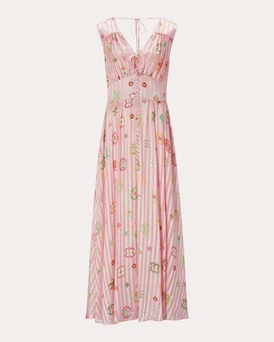 Hayley Menzies Esmeralda Silk Lurex Sleeveless Maxi Dress In Pink
