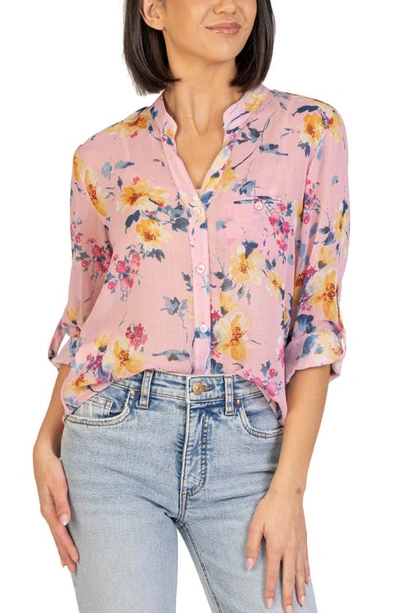 Kut From The Kloth Jasmine Chiffon Button-up Shirt In Amboise-light Pink