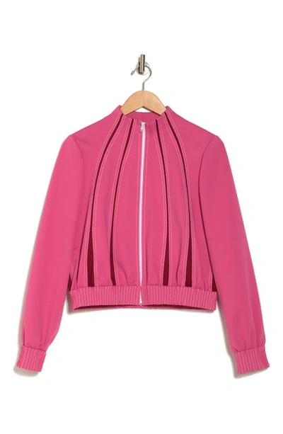 Valentino Techno Contrast Track Jacket In Shadow Pink/ Rosso V